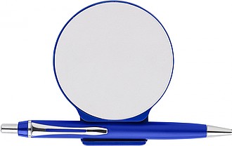 ABS magnet pen holder and mobile phone holder, including ballpen. Blue ink. Packaged in gift box.