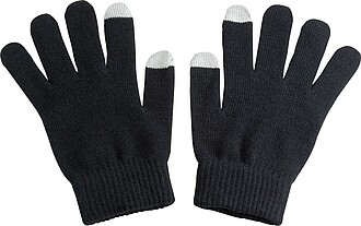 Acrylic gloves with touch tops on two fingers, black
