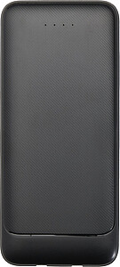 Adhil 10.000 mAh 10W recycled plastic power bank with 2 built-in cables, solid black