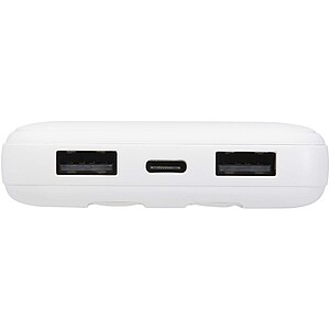 Adhil 10.000 mAh 10W recycled plastic power bank with 2 built-in cables, white