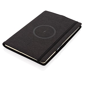 Air 5W RPET wireless charging refillable journal cover A5,black