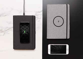 Air 5W RPET wireless charging refillable journal cover A5,black