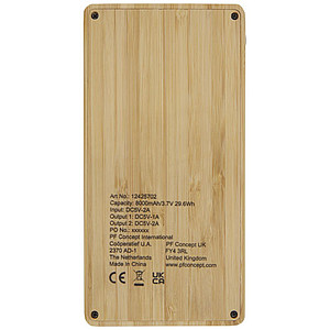 Alata 8000 mAh bamboo solar power bank
