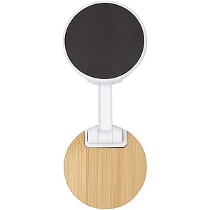 Alcor recycled plastic foldeable magnetic phone stand with bamboo details, white