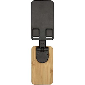 Alfirk recycled plastic foldeable desk phone stand with bamboo details, solid black