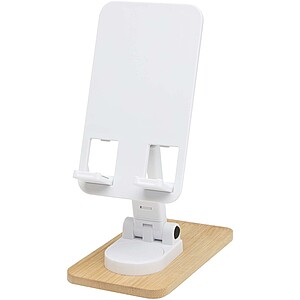 Alfirk recycled plastic foldeable desk phone stand with bamboo details, white