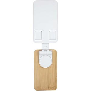 Alfirk recycled plastic foldeable desk phone stand with bamboo details, white