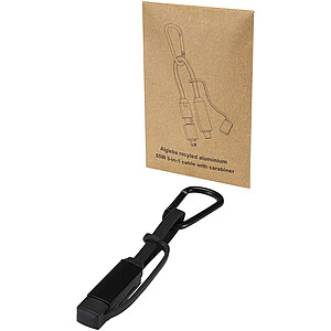 Algieba 65W 3-in-1 recycled aluminium charging cable with carabiner