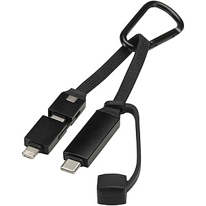 Algieba 65W 3-in-1 recycled aluminium charging cable with carabiner