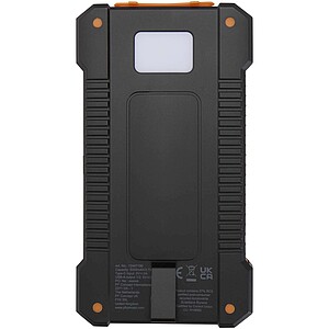 Altair 5000 mAh 10W recycled plastic rugged solar power bank with built-in torch, solid black