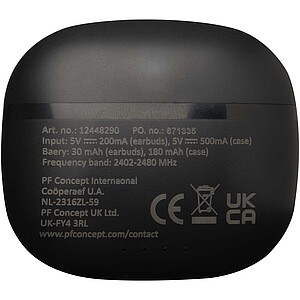 Alterf recycled plastic True Wireless Bluetooth® headset with silicone eartips, black