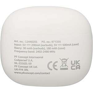 Alterf recycled plastic True Wireless Bluetooth® headset with silicone eartips, white