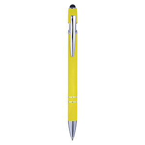 Aluminium ballpen with rubber coating and rubber tip for capacitive screens.
