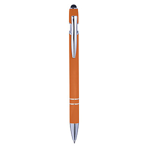 Aluminium ballpen with rubber coating and rubber tip for capacitive screens.