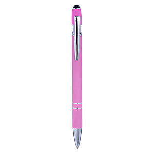 Aluminium ballpen with rubber coating and rubber tip for capacitive screens.