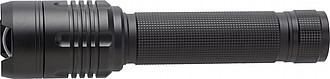 Aluminium COB flash light with focus function. Batteries included.