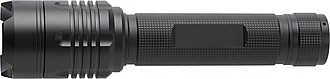 Aluminium COB flash light with focus function. Batteries included.