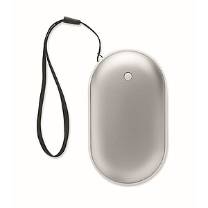 Aluminium electric hand warmer, matt silver
