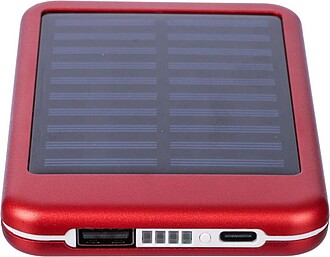 Aluminium solar power bank Tycho, red