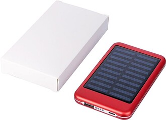 Aluminium solar power bank Tycho, red