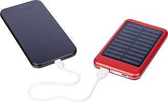 Aluminium solar power bank Tycho, red