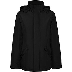 America womens padded parka jacket, solid black