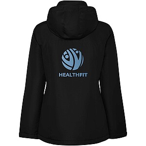 America womens padded parka jacket, solid black