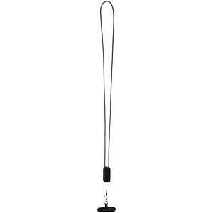 Anser recycled plastic smartphone lanyard with 27W 5-in-1 built-in cable, black