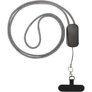Anser recycled plastic smartphone lanyard with 27W 5-in-1 built-in cable, black