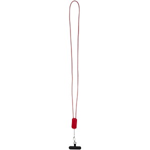 Anser recycled plastic smartphone lanyard with 27W 5-in-1 built-in cable, red