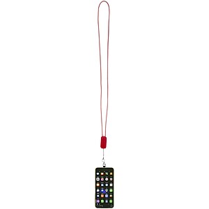 Anser recycled plastic smartphone lanyard with 27W 5-in-1 built-in cable, red