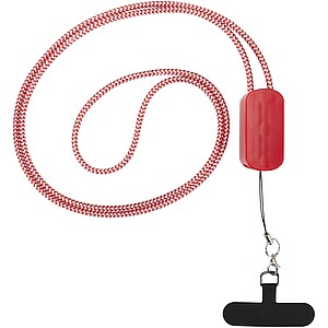 Anser recycled plastic smartphone lanyard with 27W 5-in-1 built-in cable, red