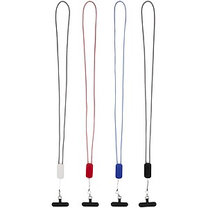 Anser recycled plastic smartphone lanyard with 27W 5-in-1 built-in cable, red