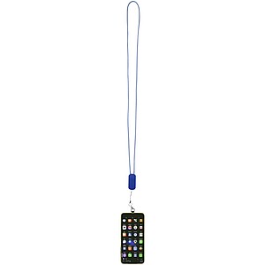 Anser recycled plastic smartphone lanyard with 27W 5-in-1 built-in cable, royal blue