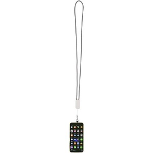 Anser recycled plastic smartphone lanyard with 27W 5-in-1 built-in cable, white