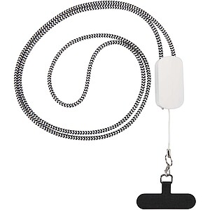 Anser recycled plastic smartphone lanyard with 27W 5-in-1 built-in cable, white