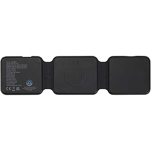 Armus 3-in-1 15W recycled plastic foldable wireless charger, black