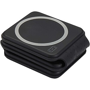 Armus 3-in-1 15W recycled plastic foldable wireless charger, black
