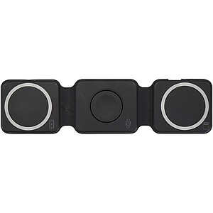 Armus 3-in-1 15W recycled plastic foldable wireless charger, black