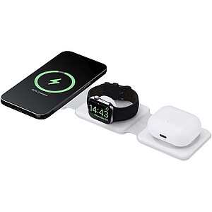 Armus 3-in-1 15W recycled plastic foldable wireless charger, white