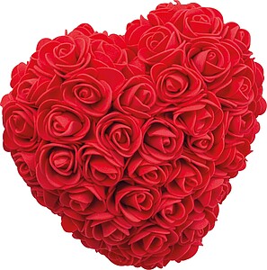 Artificial roses in heart shape, red