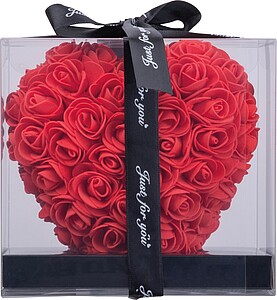 Artificial roses in heart shape, red