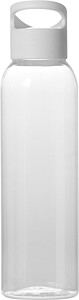 AS water bottle (650 ml) with transparent coloured body and solid coloured screw cap to match.