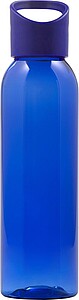 AS water bottle (650 ml) with transparent coloured body and solid coloured screw cap to match.