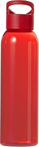 AS water bottle (650 ml) with transparent coloured body and solid coloured screw cap to match.