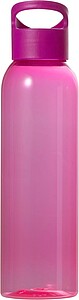 AS water bottle (650 ml) with transparent coloured body and solid coloured screw cap to match.