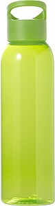 AS water bottle (650 ml) with transparent coloured body and solid coloured screw cap to match.