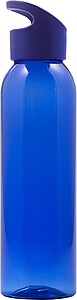 AS water bottle (650 ml) with transparent coloured body and solid coloured screw cap to match.