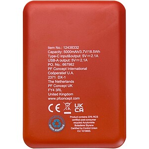 Asama 5000 mAh Type-C recycled plastic power bank, brick