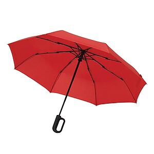 Automatic open/close windproof pocket umbrella, red